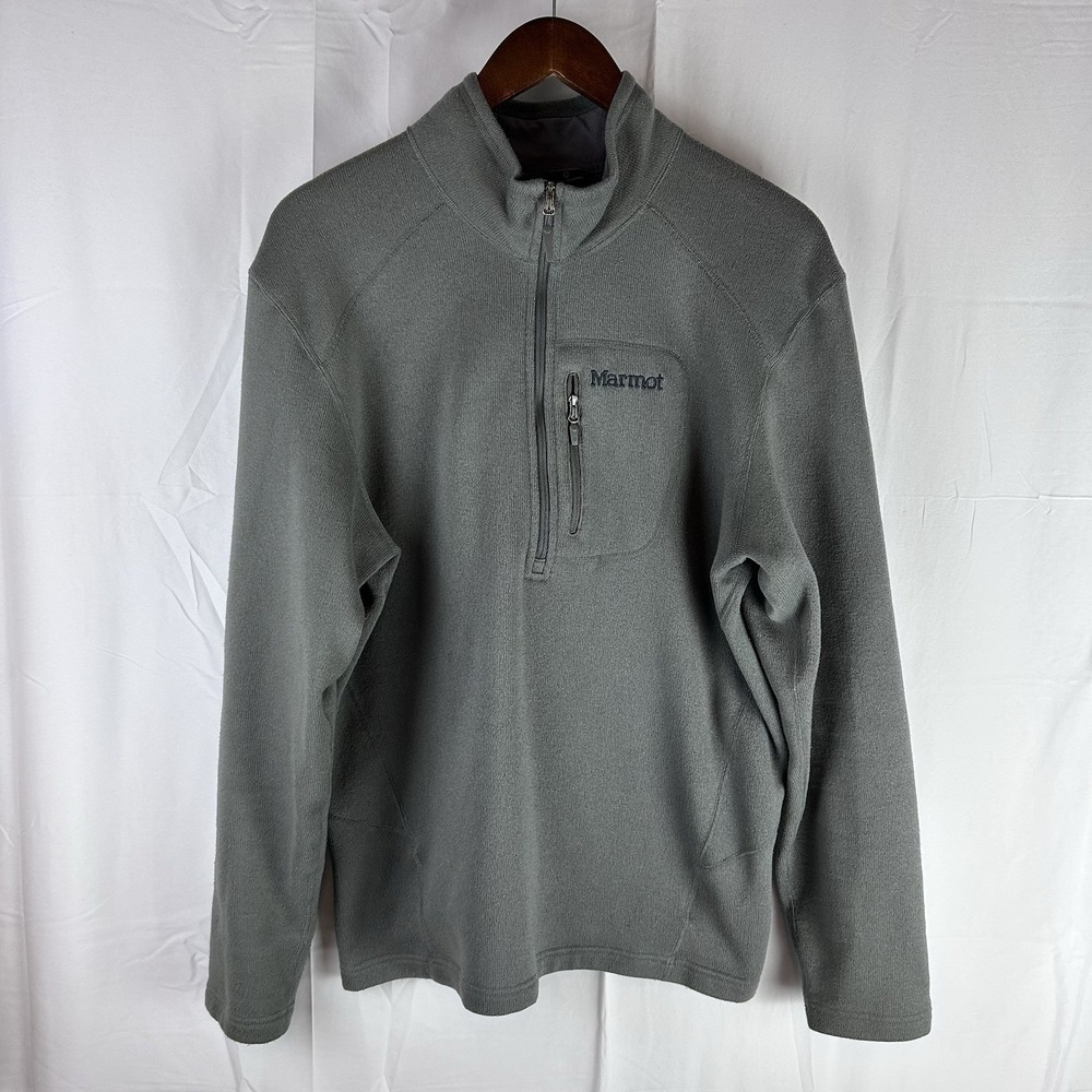 Marmot Sweater Mens XL‎ Gray Knit 1/4 Zip Sweatshirt Pullover Fleece E71100